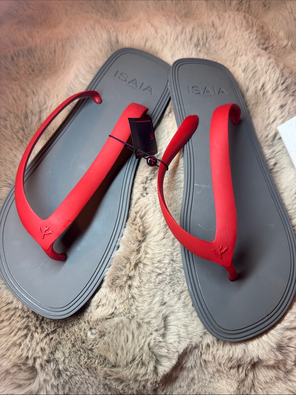 Isaia Red Strap Gray Sole Women's Sandals